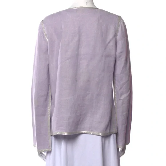 Tory Burch Purple Linen Embellished Tunic Top - Picture 2 of 3